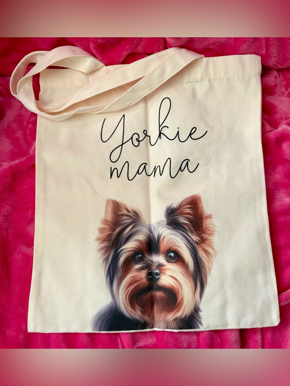 NWOT Yorkie Mama Canvas Tote Bag - Cream